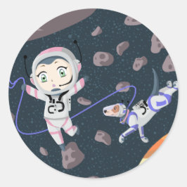 Asteroid Girl Ronde Sticker