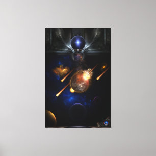 Asteroïde Apocalypse Fractal Art Spacescape Canvas Afdruk