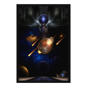 Asteroïde Apocalypse Fractal Art Spacescape Foto Afdruk