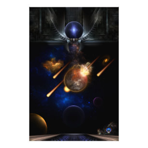 Asteroïde Apocalypse Fractal Art Spacescape Foto Afdruk