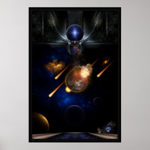 Asteroïde Apocalypse Fractal Art Spacescape Poster