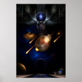 Asteroïde Apocalypse Fractal Art Spacescape Poster (Voorkant)