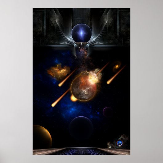 Asteroïde Apocalypse Fractal Art Spacescape Poster (Voorkant)