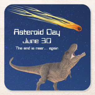 Asteroïde dag 30 juni vierkante kartonnen onderzetter