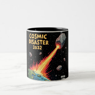 Asteroïde Impact Kosmische Ramp 2032 Tweekleurige Koffiemok