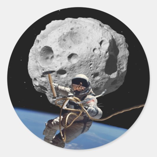 Asteroïde Miner Ronde Sticker (Voorkant)