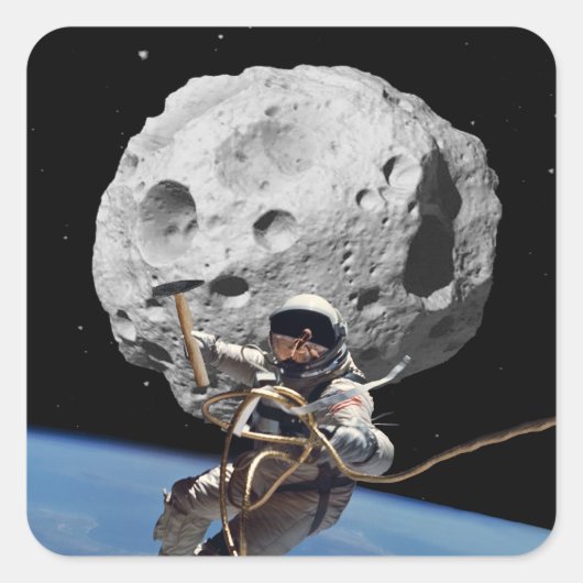 Asteroïde Miner Vierkante Sticker (Voorkant)
