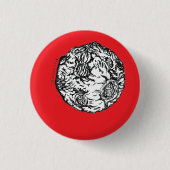 Asteroïde op rode achtergrond ronde button 3,2 cm (Voorkant)