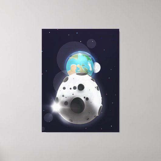 Asteroïde treft de planeet aarde! canvas afdruk (Voorkant)