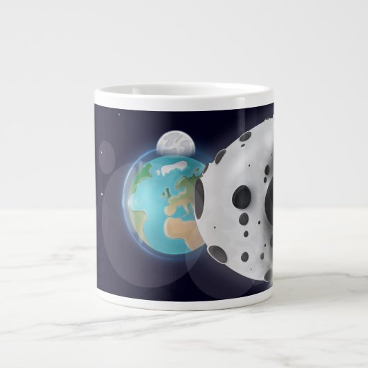 Asteroïde treft de planeet aarde! extra grote mok (Voorkant)