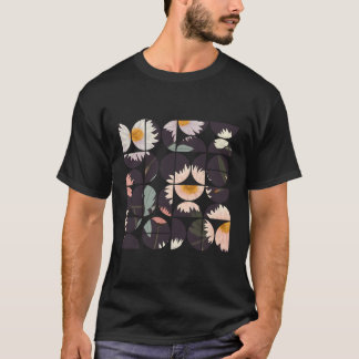 Asters Bloemen Geometrische halve cirkels Bloemen T-shirt