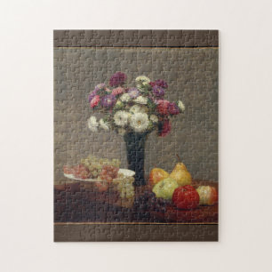 Asters en fruit op tafel Henri Fantin-Lato Art Legpuzzel