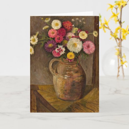 Asters en Zinnias | Tadeusz Makowski Kaart (Gele Bloem)