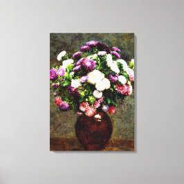 Asters in een vaas - Henri Fantin-Latour-schilderi Canvas Afdruk