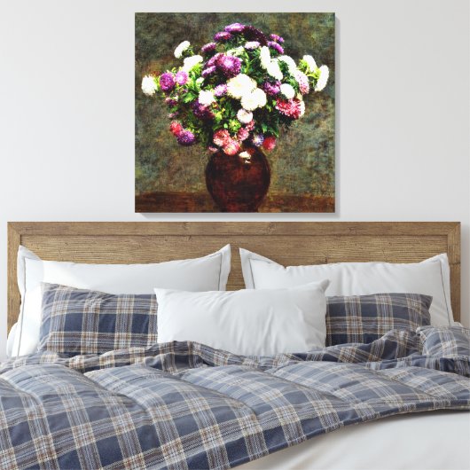 Asters in een Vase Canvas Afdruk (Insitu (Slaapkamer))