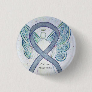Asthma Awareness Ribbon Angel Gepersonaliseerd Art Ronde Button 3,2 Cm