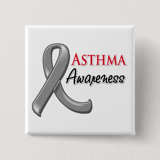 Asthma Awareness Ribbon Vierkante Button 5,1 Cm (Voorkant)