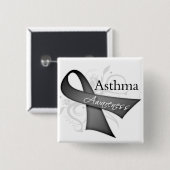 Asthma Awareness Ribbon Vierkante Button 5,1 Cm (Voorkant /achterkant)