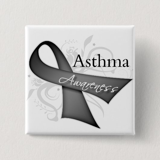 Asthma Awareness Ribbon Vierkante Button 5,1 Cm (Voorkant)