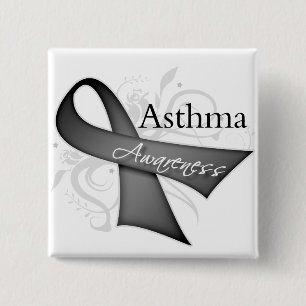 Asthma Awareness Ribbon Vierkante Button 5,1 Cm