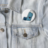 Asthma Inhaler happy cartoon Ronde Button 5,7 Cm (In situ)