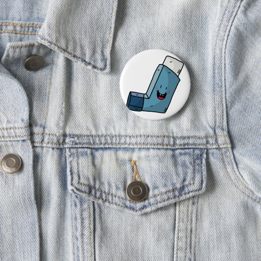 Asthma Inhaler happy cartoon Ronde Button 5,7 Cm (In situ)