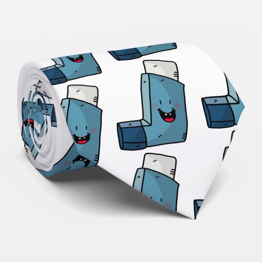 Asthma Inhaler happy cartoon Stropdas (Opgerold)