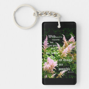 Astilbe met Mark 10:27 Sleutelhanger