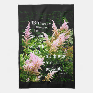 Astilbe met Mark 10:27 Theedoek