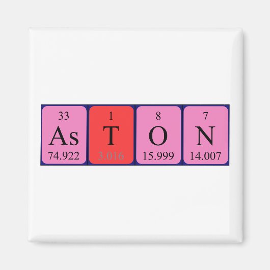Aston nom de table périodique aimant (Devant)