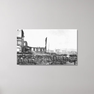 Astoria, Oregon Fire Uitzicht of Exchange St. Canvas Afdruk