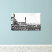Astoria, Oregon Fire Uitzicht of Exchange St. Canvas Afdruk (Insitu (Houten vloer))