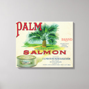 Astoria, Oregon - Palm Salmon Hoesje Label Canvas Afdruk