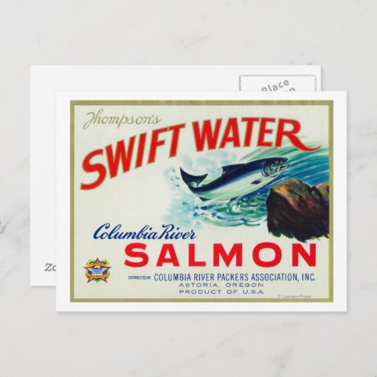Astoria, Oregon - Thompson's Swift Water Salmon Briefkaart (Voorkant / Achterkant)