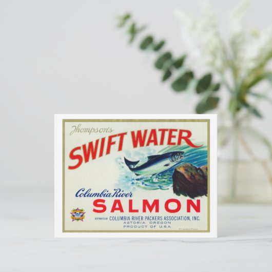 Astoria, Oregon - Thompson's Swift Water Salmon Briefkaart (Staand voorkant)