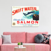 Astoria, Oregon - Thompson's Swift Water Salmon Canvas Afdruk (Insitu (Woonkamer))