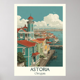 Astoria Oregon Vintage Kust Stad Reizen Kunst Poster