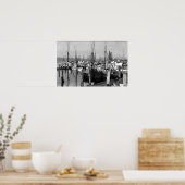 Astoria, Oregon Waterfront Uitzicht van de Geviste Poster (Keuken)