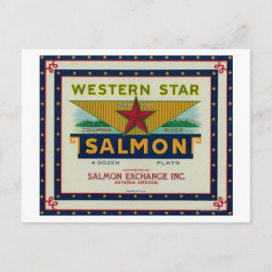 Astoria, Oregon - Western Star Salmon Hoesje Label Briefkaart