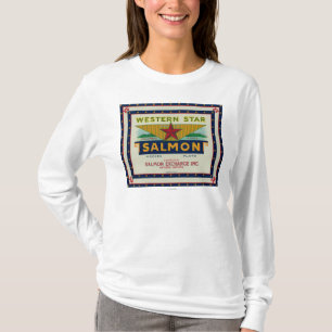 Astoria, Oregon - Western Star Salmon Hoesje Label T-shirt