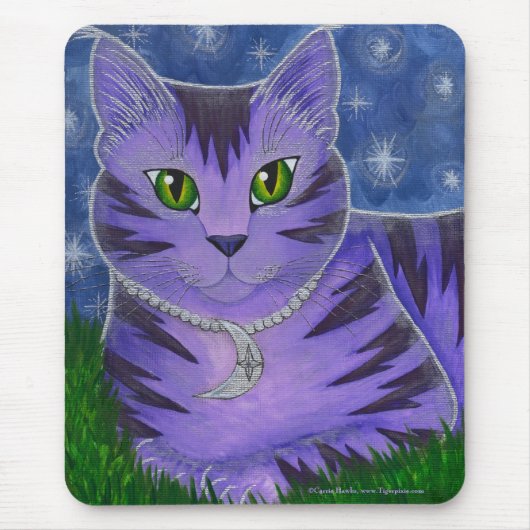 Astra Celestial Moon Star Cat Fantasy Art Mousepad Muismat (Voorkant)