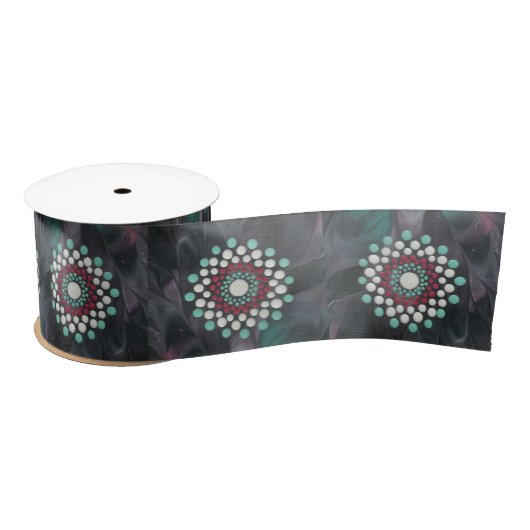Astract Dot Mandala in Black Red White Turquoise Lint (Spoel)