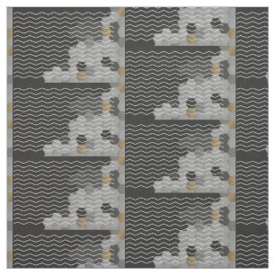 Astract Geometric Chevron Gray Yellow Hexagon Stof