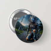 Astral Blue Jeans Warrior Ronde Button 5,7 Cm (Voorkant /achterkant)