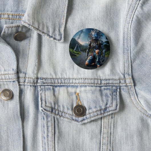 Astral Blue Jeans Warrior Ronde Button 5,7 Cm (In situ)
