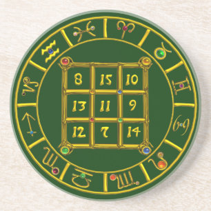 ASTRAL CODE / MAGIC SQUARE 33,groen Zandsteen Onderzetter