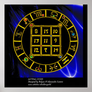 ASTRAL CODE, MAGIC SQUARE 33 Zodiac Astrology Char Poster