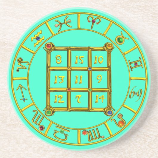 ASTRAL CODE, MAGIC SQUARE 33 Zodiac Astrology Char Zandsteen Onderzetter (Voorkant)