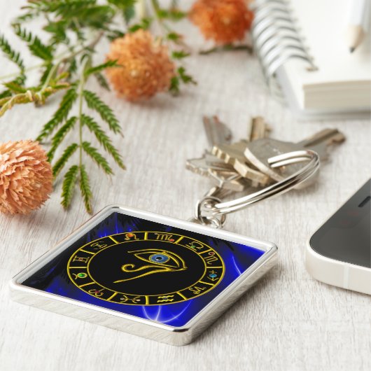 ASTRAL EYE / BLUE TALISMAN / Astrology Chart Sleutelhanger (Zijkant)