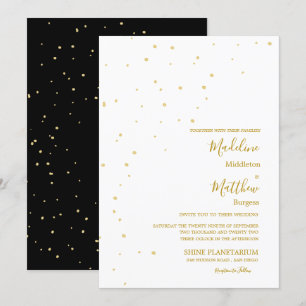 Astral Gold Spots Black Evening Wedding Kaart